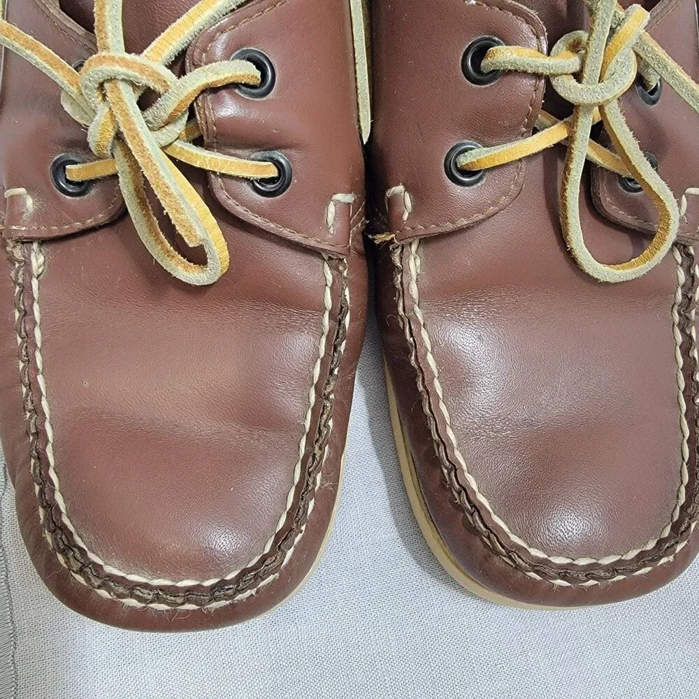 VTG Sebago Docksides Boat Shoes  Brown Leather Loafers Womens  10 M Made In USA